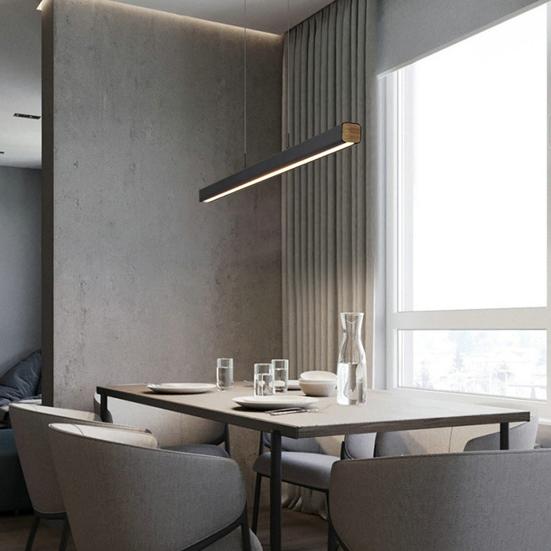 Long Linear Island Lamp Nordic Modern Style LED Chandelier for Dining Room