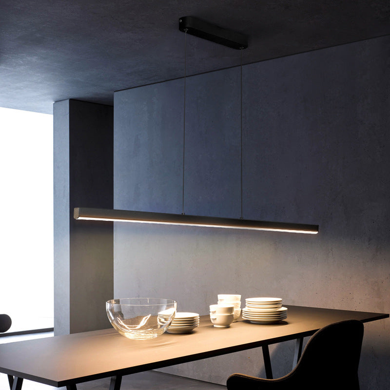 Long Linear Island Lamp Nordic Modern Style LED Chandelier for Dining Room
