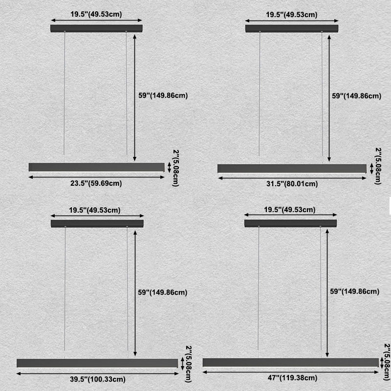 Long Linear Island Lampe Nordic Modern Style Led Kronleuchter für Esszimmer
