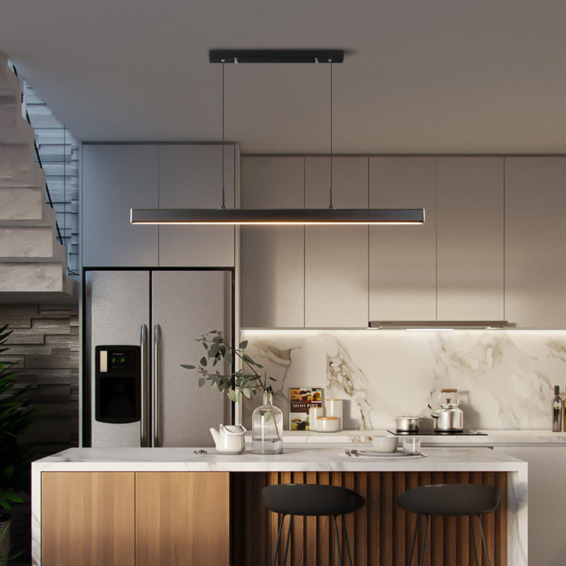 Long Linear Island Lampe Nordic Modern Style Led Kronleuchter für Esszimmer