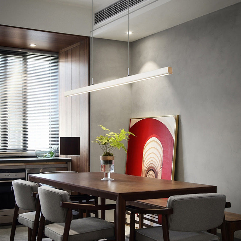 Long Linear Island Lamp Nordic Modern Style LED Chandelier for Dining Room