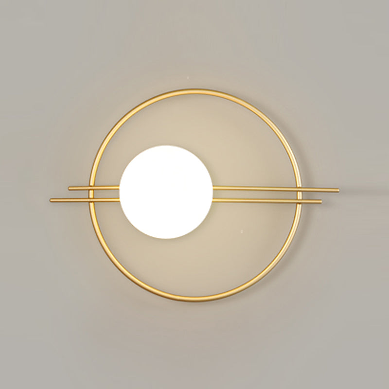 Sphere Sconce Light Modern Style Single Bulb Wall Lamp with White Glass Shade for Bedroom