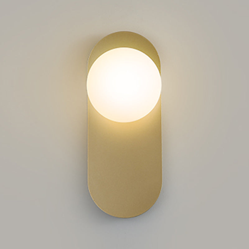 Sphere Sconce Light Modern Style Single Bulb Wall Lamp with White Glass Shade for Bedroom