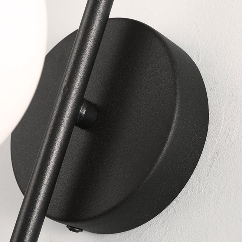 Sphere Sconce Light Modern Style Single Bulb Wall Lamp with White Glass Shade for Bedroom