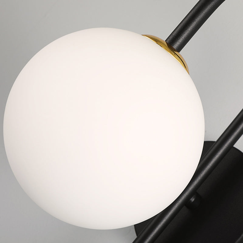 Sphere Sconce Light Modern Style Single Bulb Wall Lamp with White Glass Shade for Bedroom