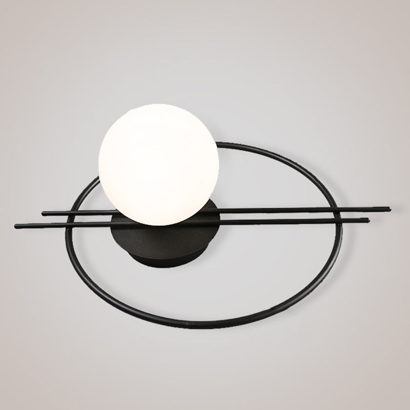 Sphere Sconce Light Modern Style Single Bulb Wall Lamp with White Glass Shade for Bedroom