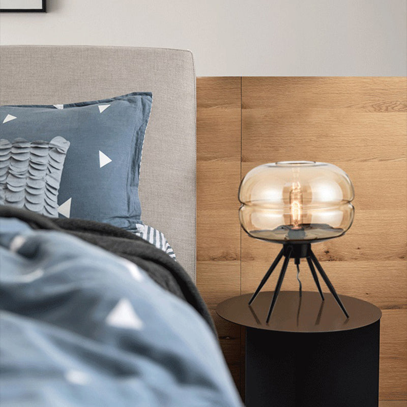 Contemporary Style Table Light Glass Shade Nightstand Lamps for Bedroom Sitting Room
