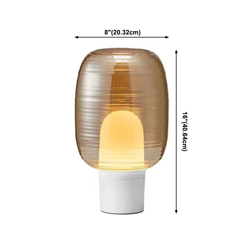 Lampade da comodino zucca bianca Luci da comodino moderne a 1 luce con paralume in vetro per camera da letto