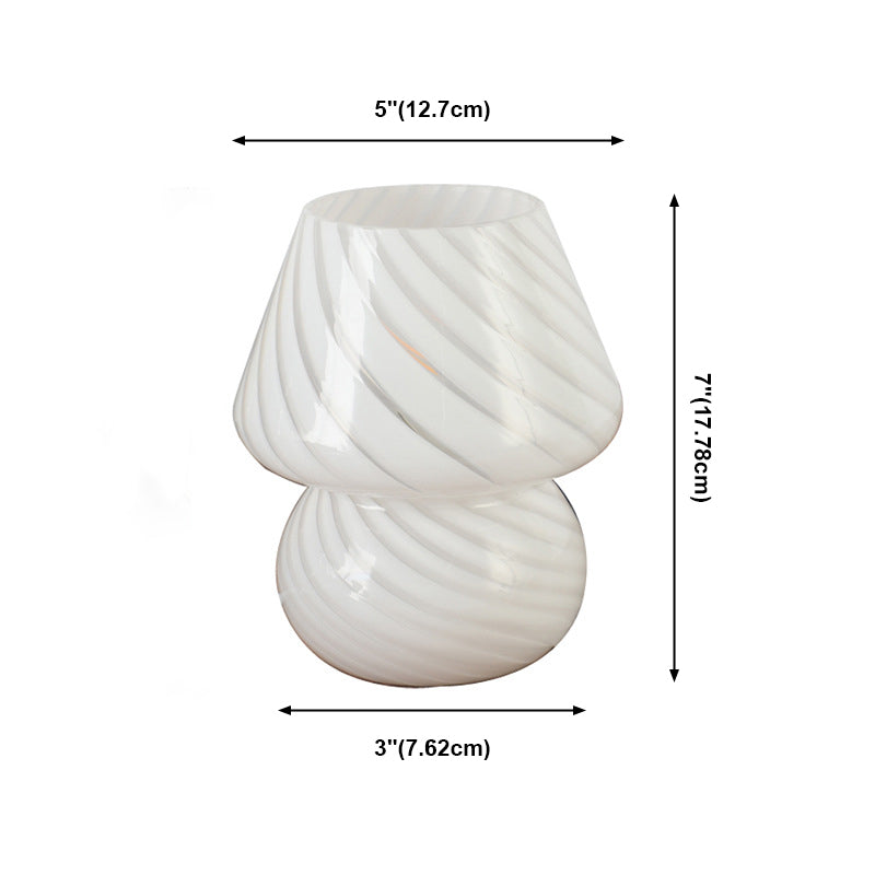 Mushroom Night Table Lamps Modern 1-Light Nightstand Lights with Glass Shade for Living Room