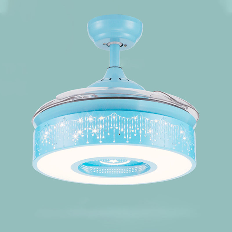 Creatieve cartoon sterrenhemel plafondventilator licht acryl kids slaapkamer semi -flush mount licht