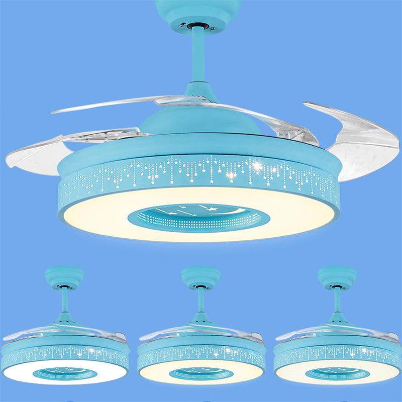 Creatieve cartoon sterrenhemel plafondventilator licht acryl kids slaapkamer semi -flush mount licht