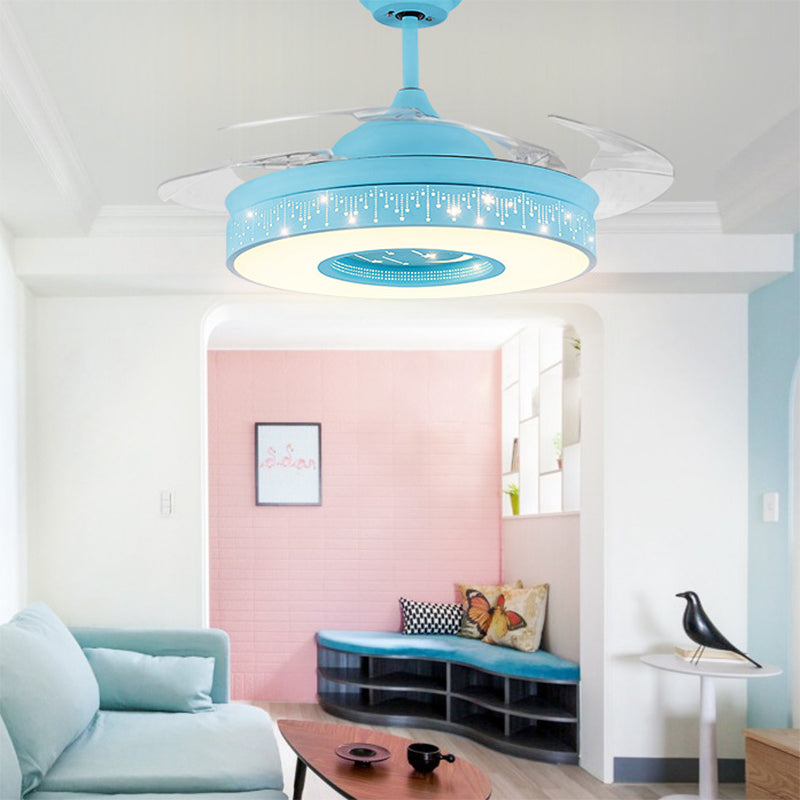 Creatieve cartoon sterrenhemel plafondventilator licht acryl kids slaapkamer semi -flush mount licht