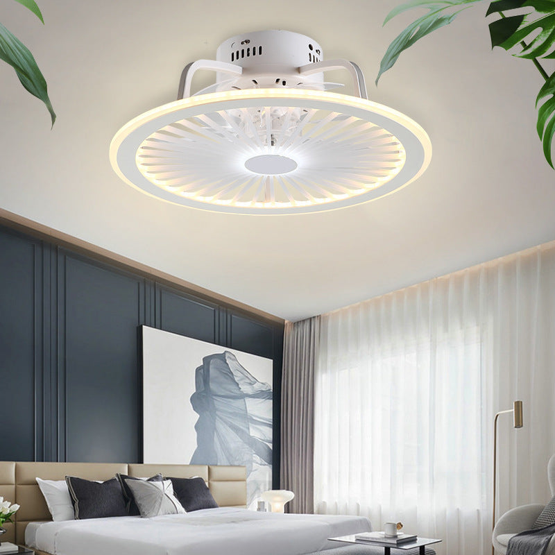 Ultradunne kinderen slaapkamer plafondventilator lamp acryl minimalistisch led semi -flush licht in wit