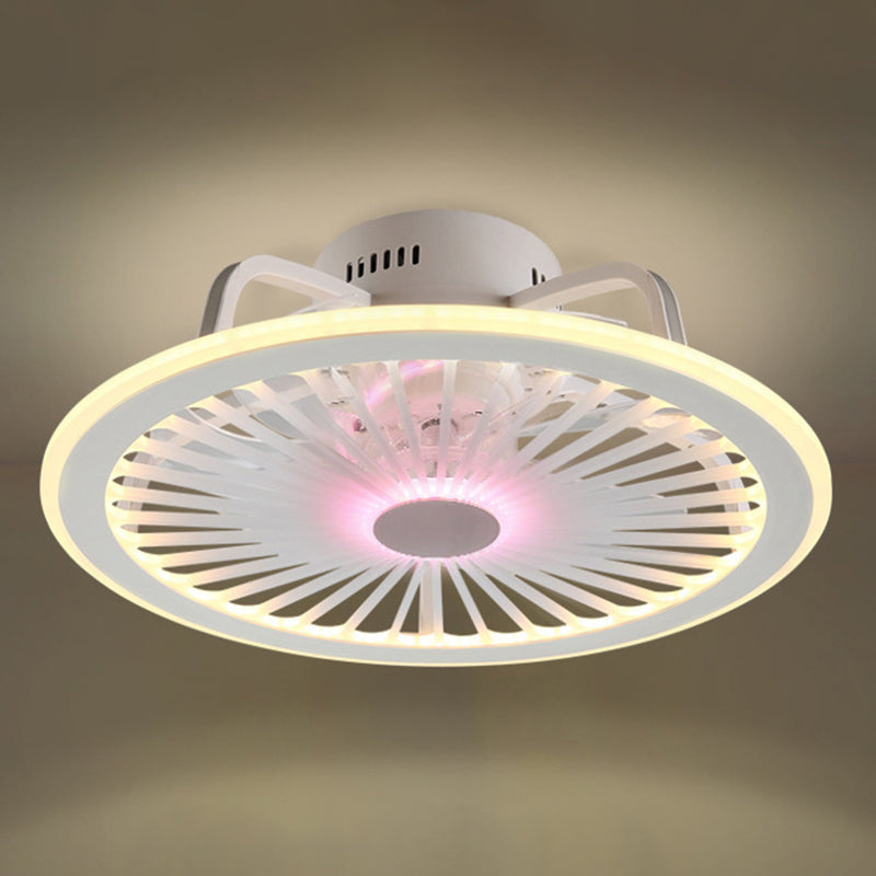 Ultradunne kinderen slaapkamer plafondventilator lamp acryl minimalistisch led semi -flush licht in wit