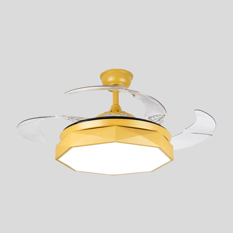 Ventilador de colgante geométrico de macarrón Lámpara acrílica de acrílico Lámpara de semi rascilla de dormitorio