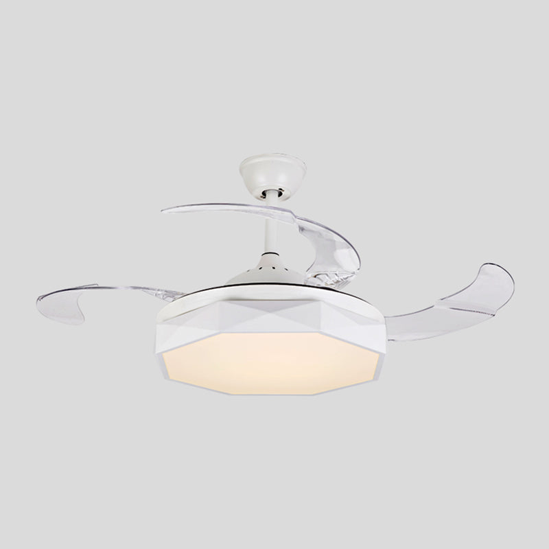 Ventilador de colgante geométrico de macarrón Lámpara acrílica de acrílico Lámpara de semi rascilla de dormitorio