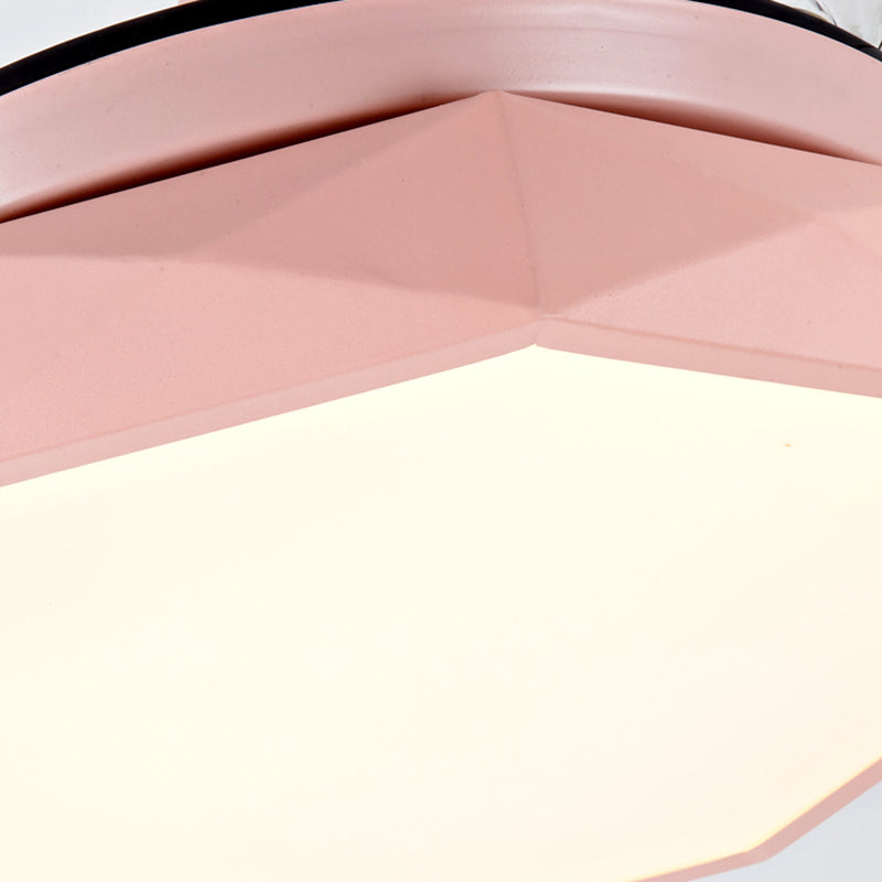 Ventilador de colgante geométrico de macarrón Lámpara acrílica de acrílico Lámpara de semi rascilla de dormitorio