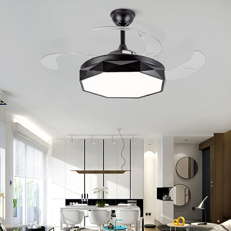 Ventilador de colgante geométrico de macarrón Lámpara acrílica de acrílico Lámpara de semi rascilla de dormitorio