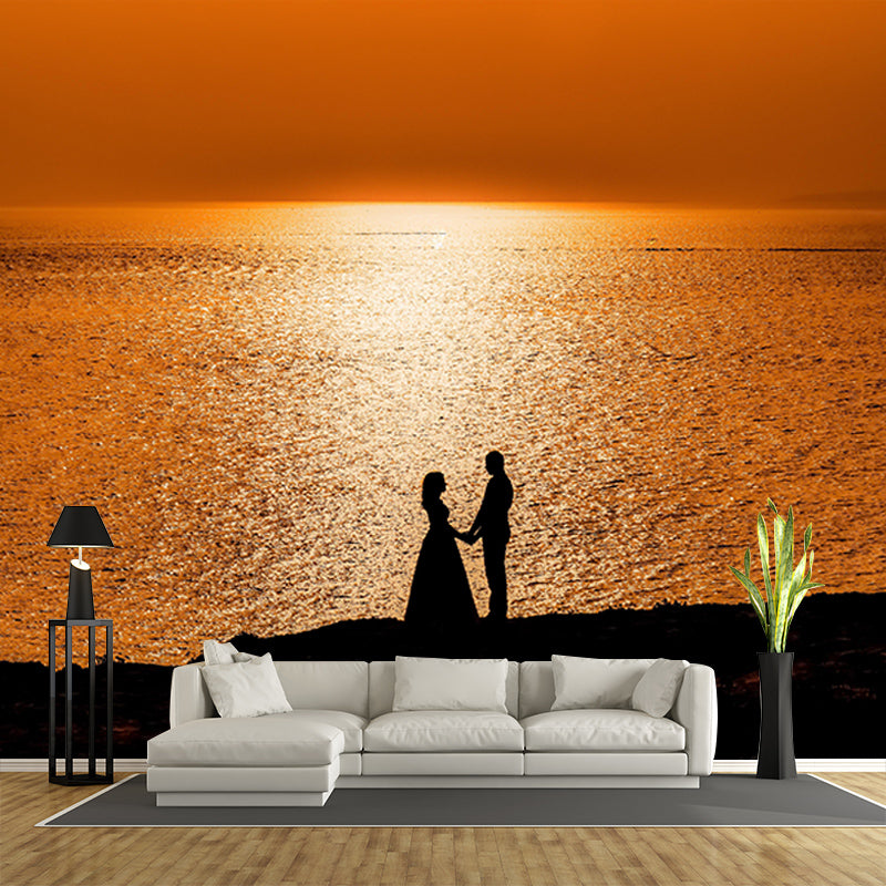 Contemporary Style Sea Wall Mural for Living Room Mildew Resistant Wall Covering