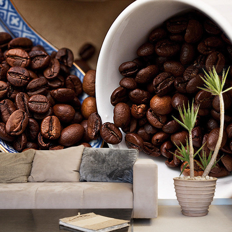 Contemporary Coffee Beans Wall Mural for Coffee Shop Eco-friendly for Decoration