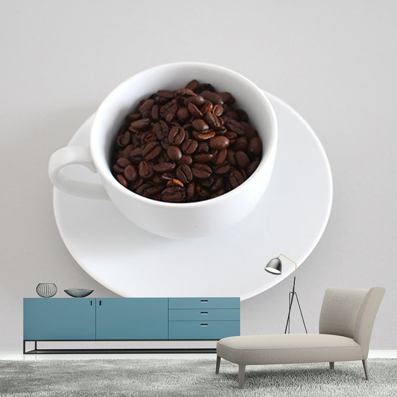 Mural decorativo de granos de café de tamaño completo, estilo contemporáneo para cafetería