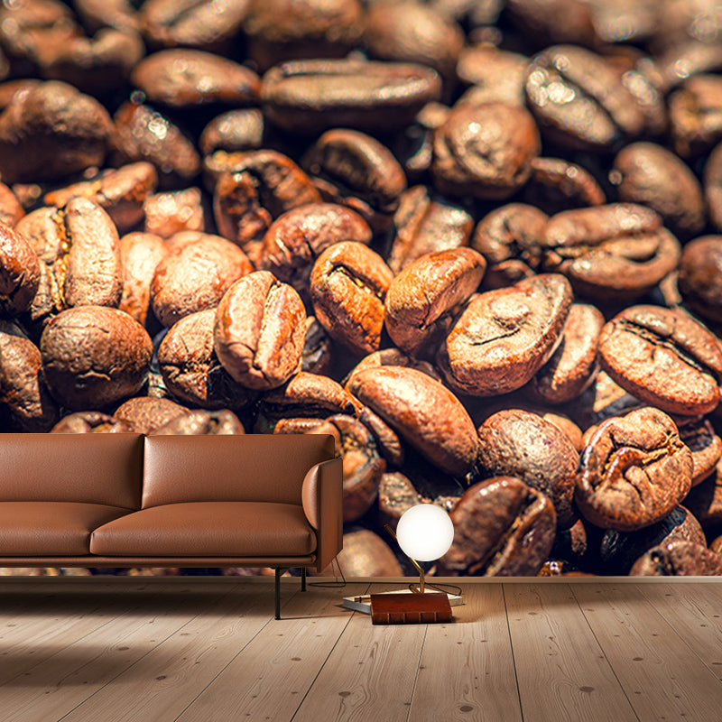 Mural decorativo de granos de café de tamaño completo, estilo contemporáneo para cafetería