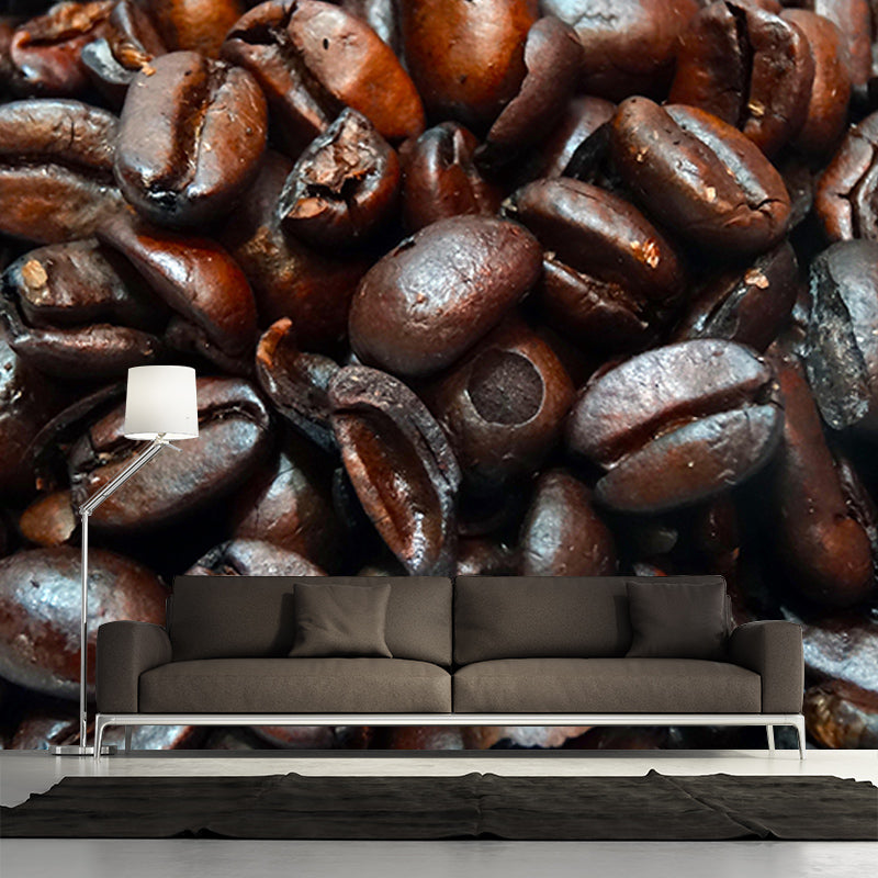 Mural decorativo de granos de café de tamaño completo, estilo contemporáneo para cafetería