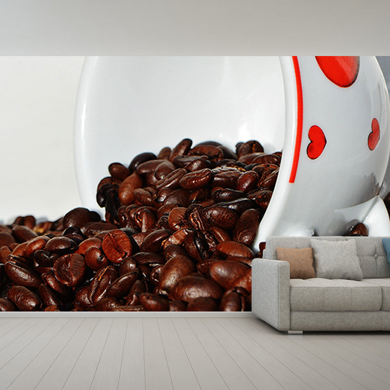 Customized Fragrant Coffee Beans Mural Wall Decor Photography Wallpaper for Coffee Shop