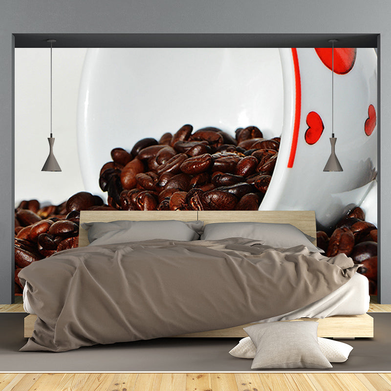 Customized Fragrant Coffee Beans Mural Wall Decor Photography Wallpaper for Coffee Shop
