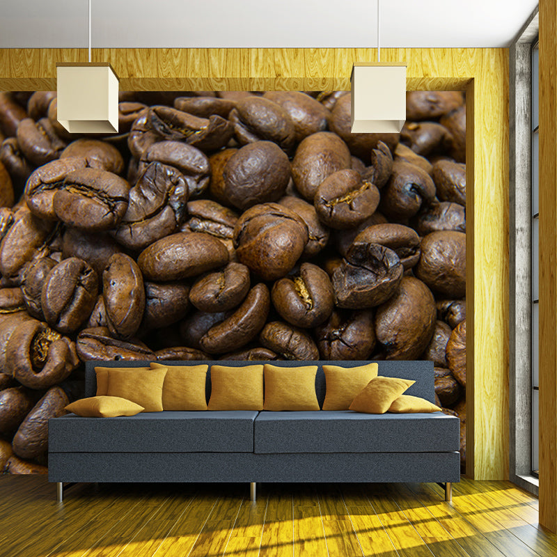 Roasted Coffee Beans Wall Mural for Coffee Shop Mildew Resistant Wall Covering