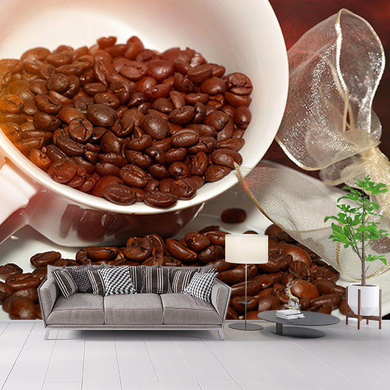 Customized Fragrant Coffee Beans Mural Wall Decor Eco-friendly Wallpaper for Coffee Shop