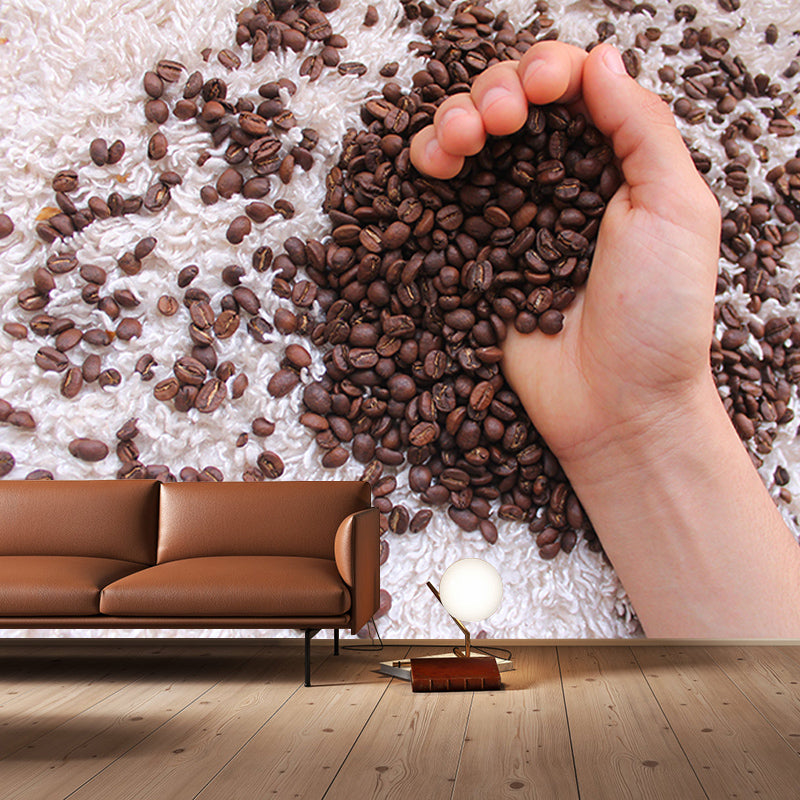 Customized Fragrant Coffee Beans Mural Wall Decor Eco-friendly Wallpaper for Coffee Shop