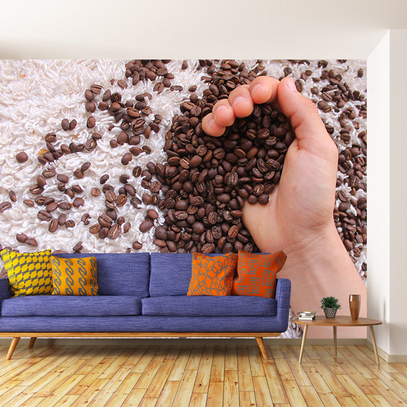 Customized Fragrant Coffee Beans Mural Wall Decor Eco-friendly Wallpaper for Coffee Shop