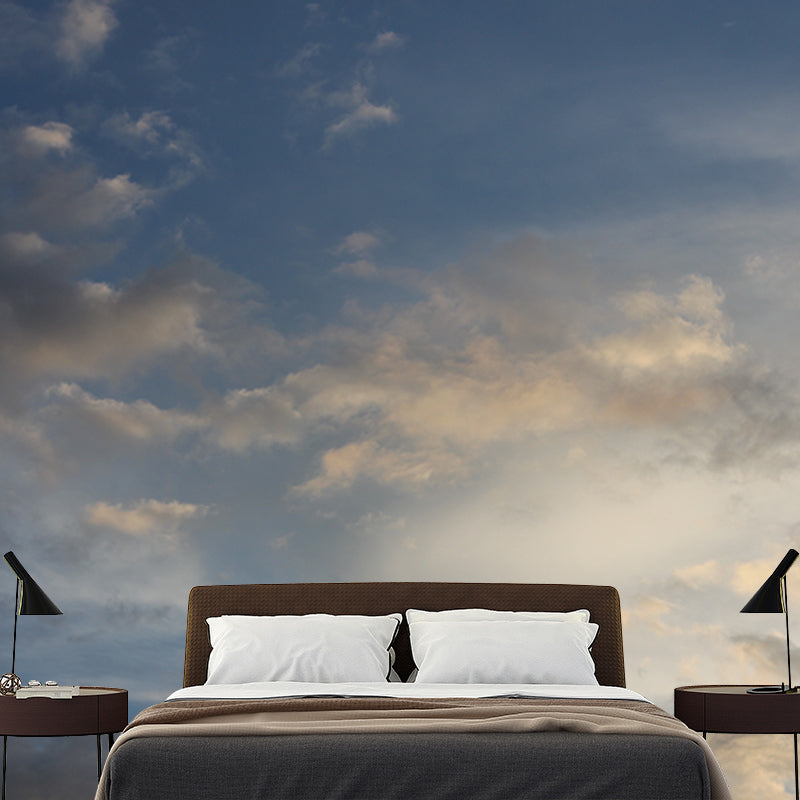Blue and White Sky Wall Mural for Sitting Room Moisture Resistant, Personalized Size Available
