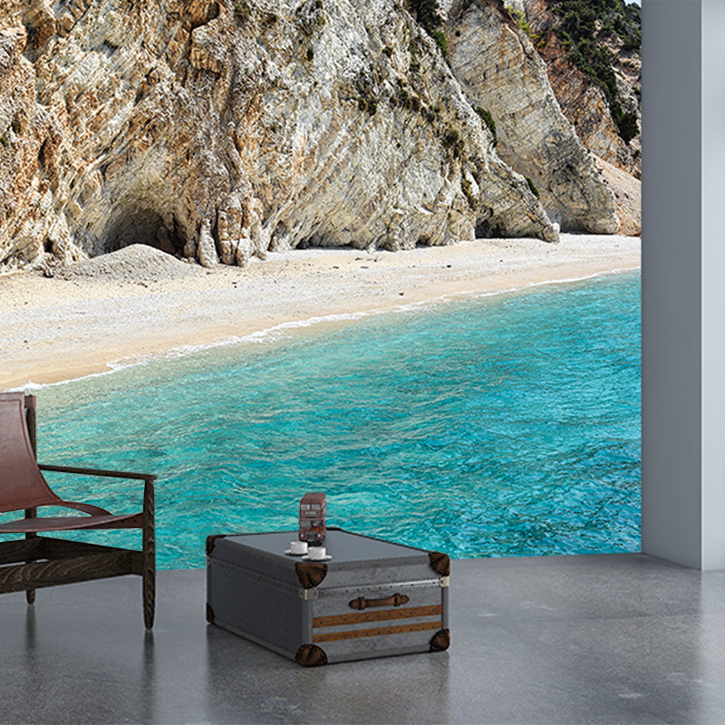 Seaside Landscape Mural Wallpaper for Sitting Room, Personalized Size Available