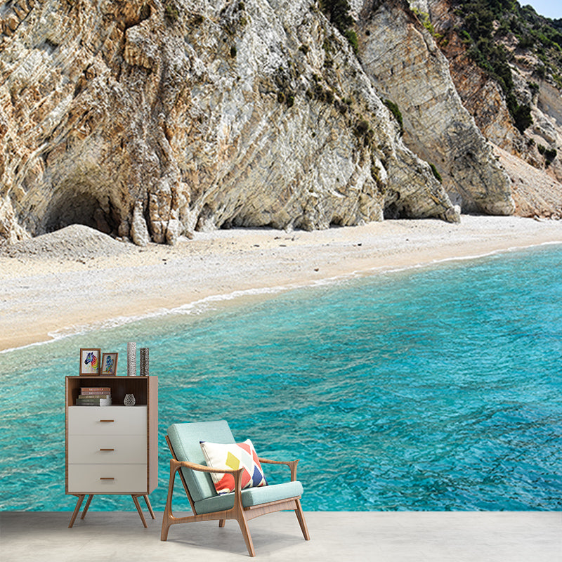 Seaside Landscape Mural Wallpaper for Sitting Room, Personalized Size Available