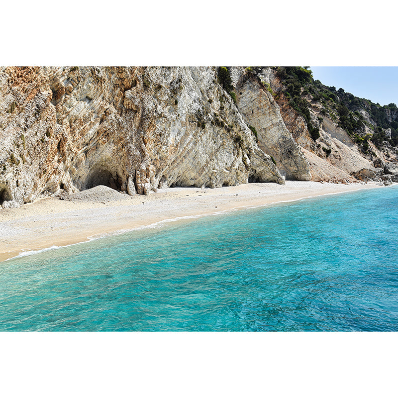 Seaside Landscape Mural Wallpaper for Sitting Room, Personalized Size Available