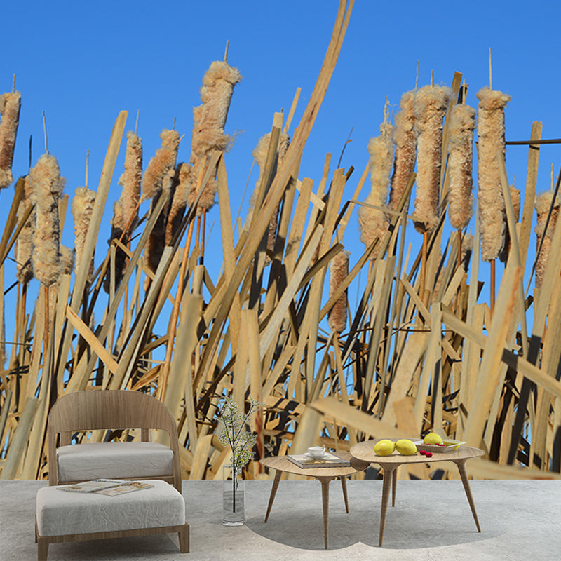 Cattails Plant Moisture Resistant Mural Decal Modern Wall Decor for Sleeping Room