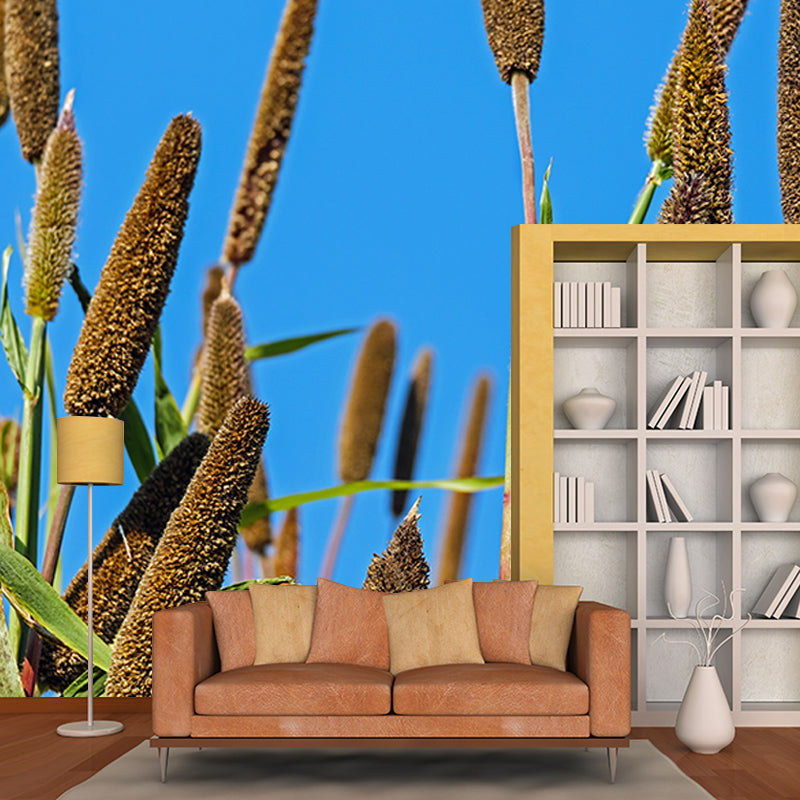 Cattails Plant Mural Water Resistant Home Decoration Wall Decor for Sleeping Room