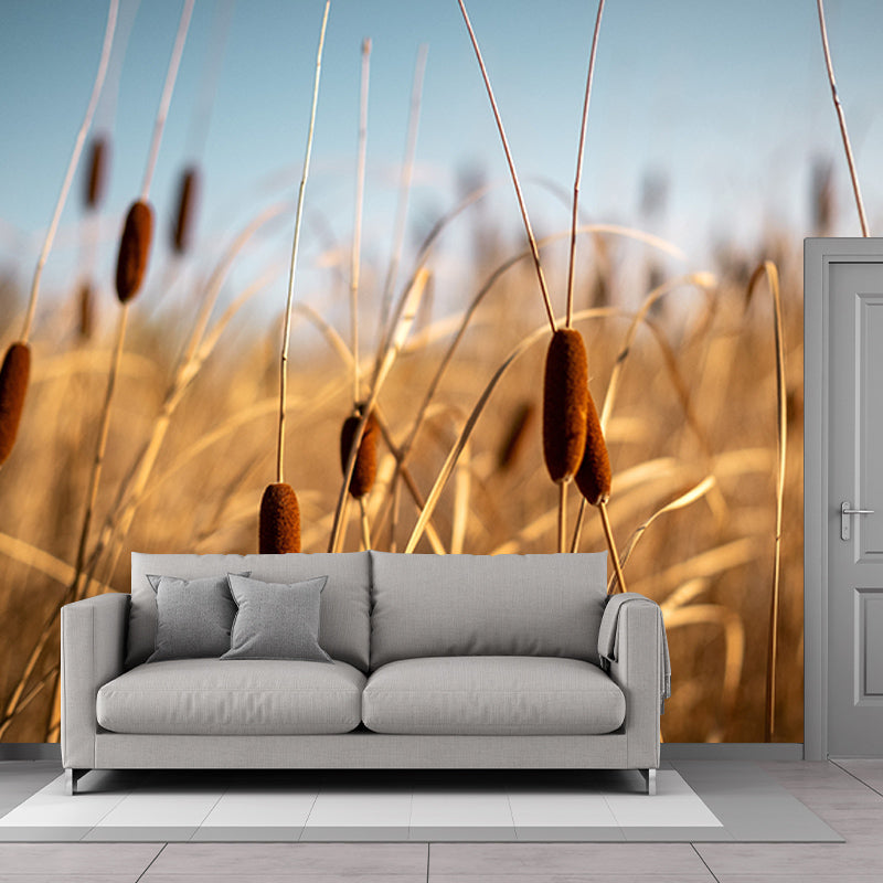 Cattails Plant Mural Water Resistant Home Decoration Wall Decor for Sleeping Room