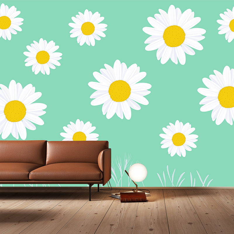 Flower Illustration Mural Wallpaper Modern Living Room Wall Decor, Made to Measure