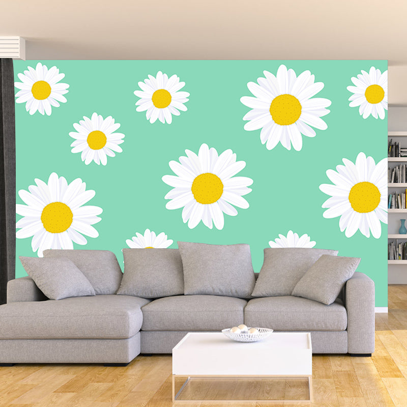 Flower Illustration Mural Wallpaper Modern Living Room Wall Decor, Made to Measure