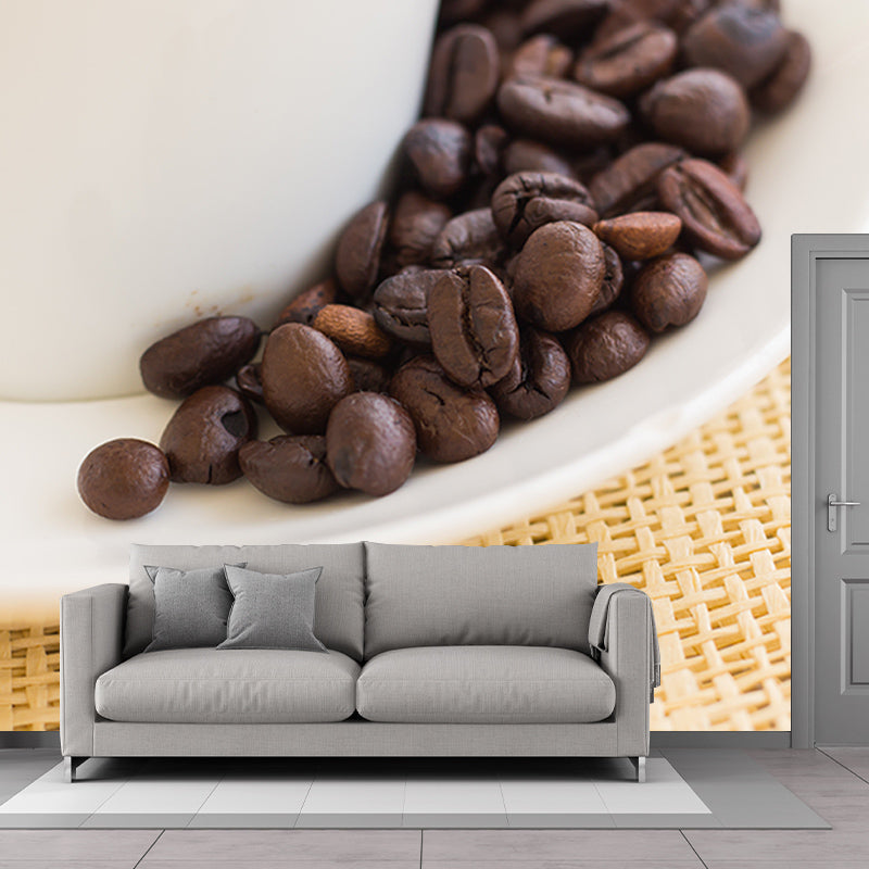 Coffee Beans Mural Wallpaper Decoration Coffee Bar Wall Art in Soft Color