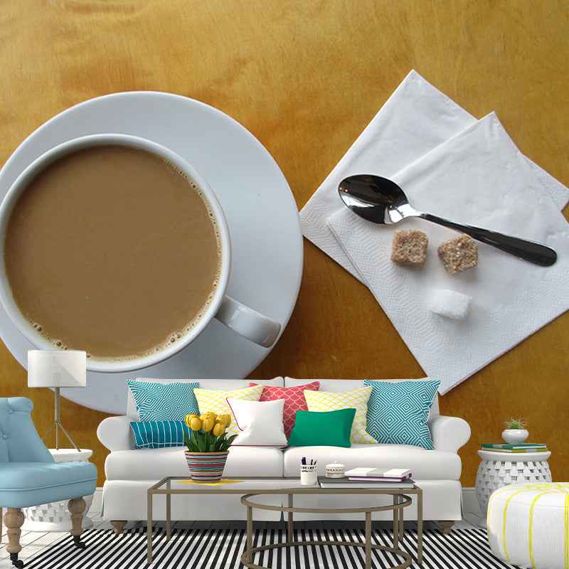 Coffee Wall Mural Contemporary Wall Decor for Coffee Shop, Water Resistant