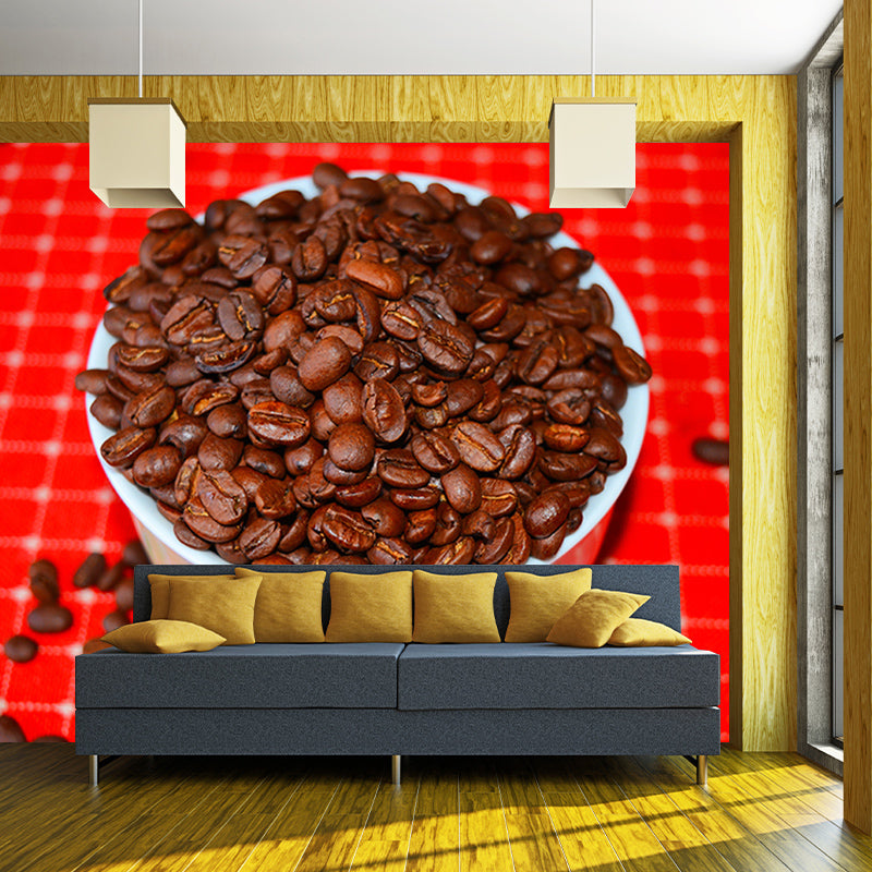 Papier peint Mural moderne en forme de grains de café, décoration murale pour Bar à café, couleur douce
