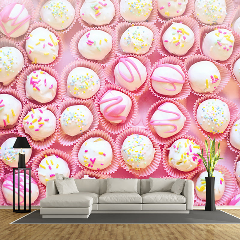 Sweet Cake Balls Dessert Mural Wallpaper for Dessert Shop, Personalized Size Available