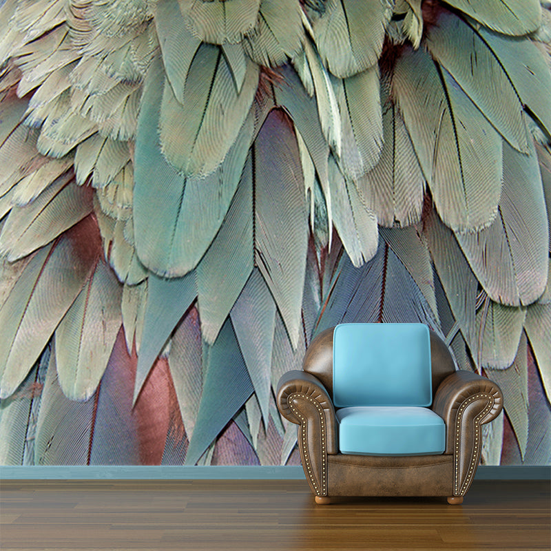 Tropical Feather Wall Mural Contemporary Home Decor for Sitting Room, Water Resistant