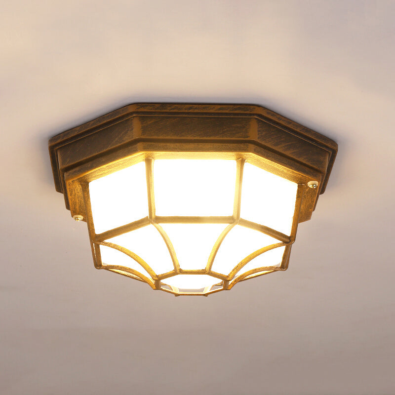Luz de techo LED tradicional, lámpara de montaje empotrado en superficie con pantalla de cristal para patio y balcón