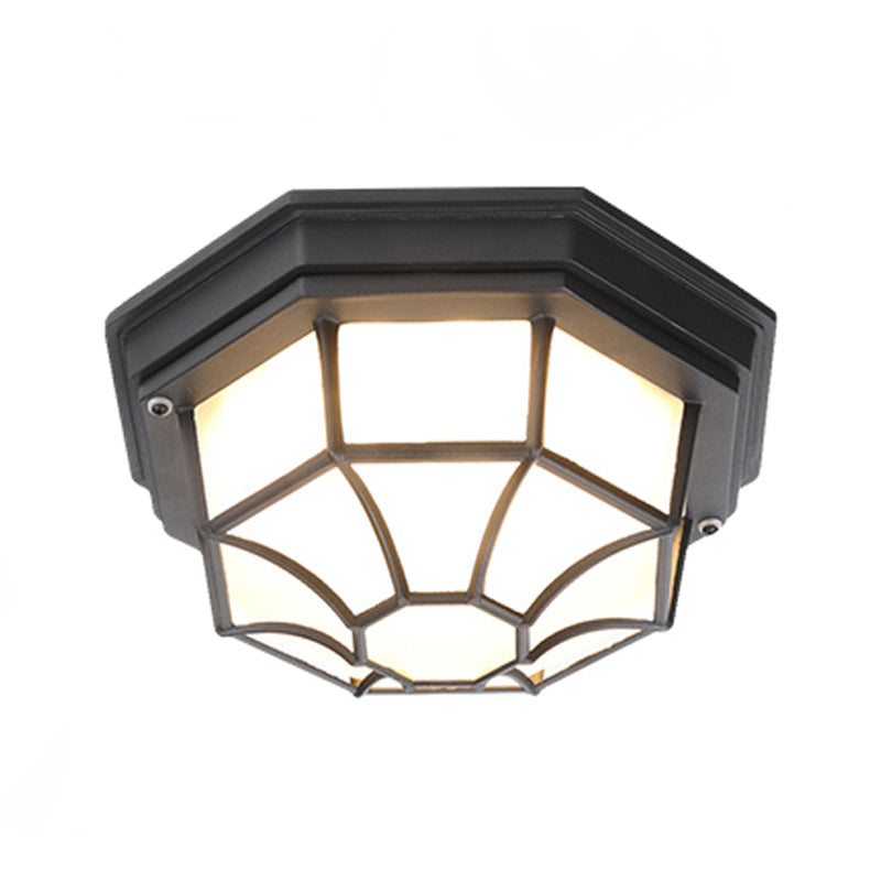 Luz de techo LED tradicional, lámpara de montaje empotrado en superficie con pantalla de cristal para patio y balcón