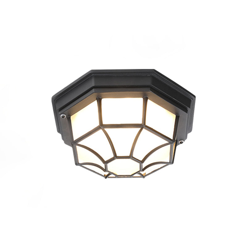 Luz de techo LED tradicional, lámpara de montaje empotrado en superficie con pantalla de cristal para patio y balcón